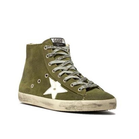 Golden Goose Other - Mens Golden Goose High Top Dark Green Francy Sneakers Suede Zipper Army Military